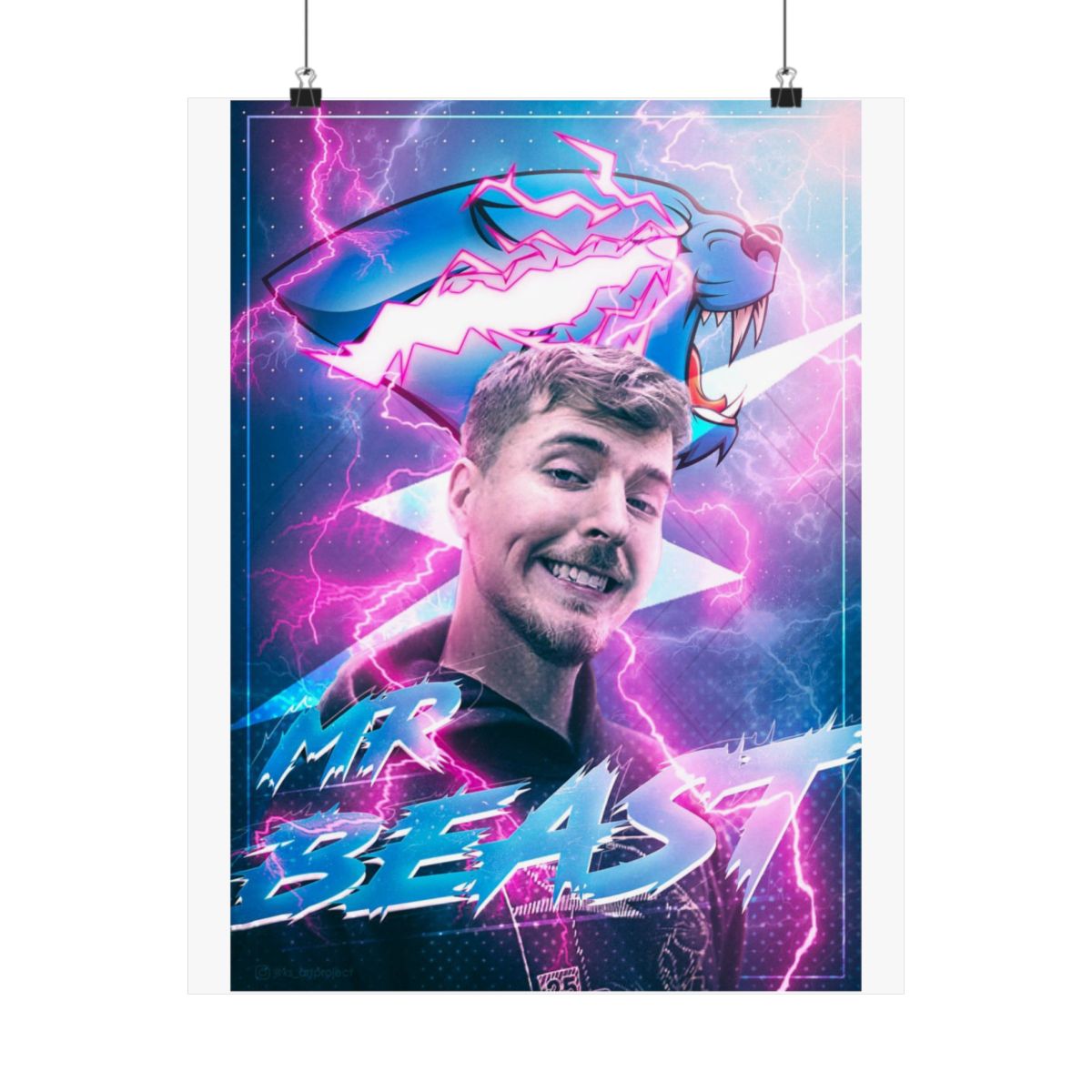 Mr Beast Neon Portrait Poster | Matte Vertical Poster